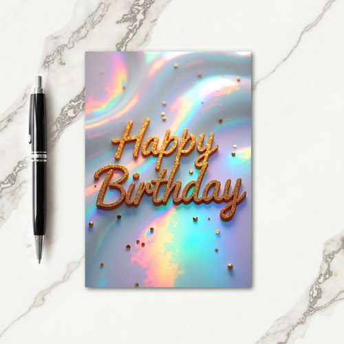 Joyful Birthday Golden Script Card