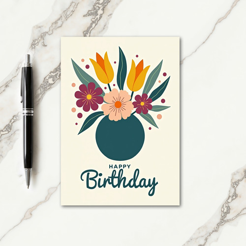 Joyful Birthday Graphic Flowers Card