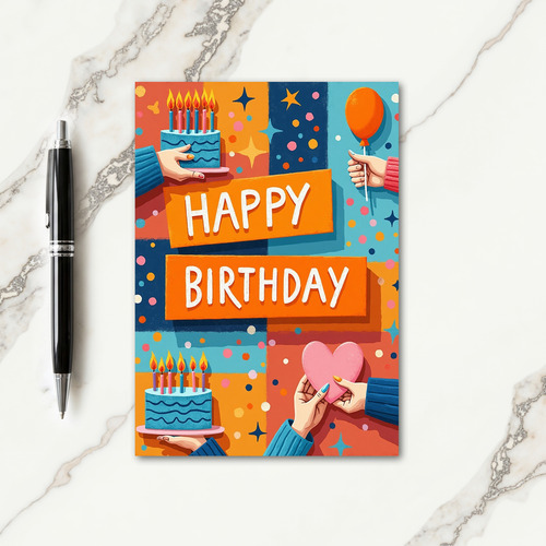 Joyful Birthday Handheld Cake Card