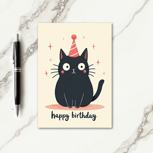 Joyful Birthday Hat Cat Card
