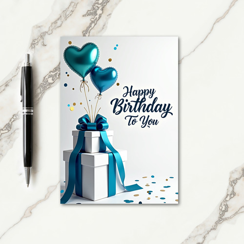 Joyful Birthday Heart Balloons Card