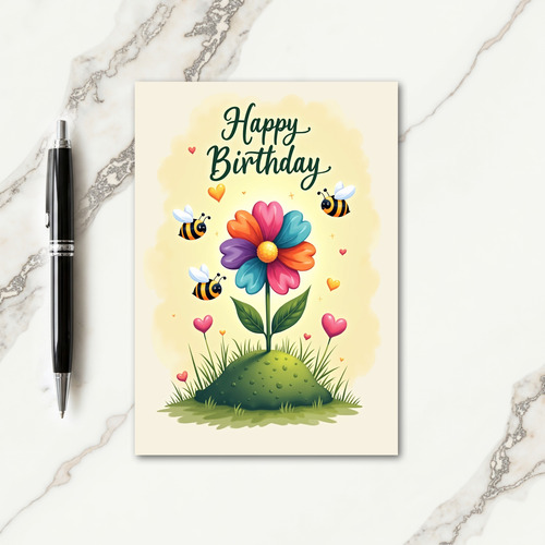 Joyful Birthday Heart Bloom Card