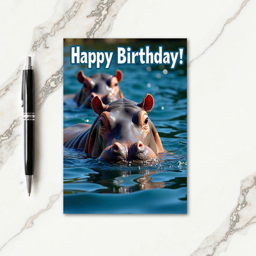 Joyful Birthday Hippo Card