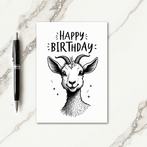 Joyful Birthday Horned Animal Card