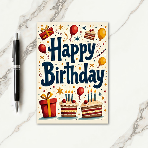 Joyful Birthday Illustration Card
