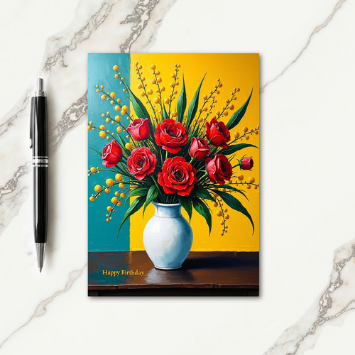 Joyful Birthday Impasto Floral Card