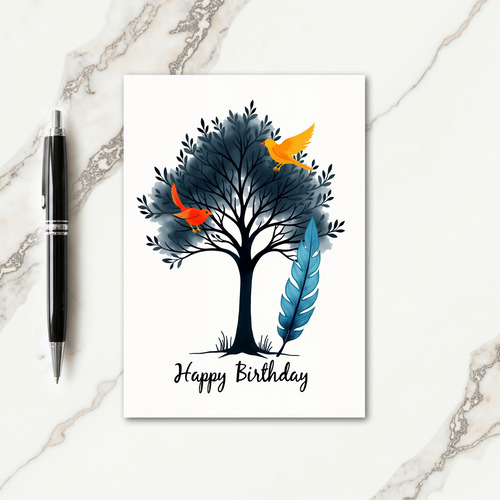 Joyful Birthday Indigo Tree Card