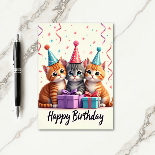 Joyful Birthday Kitten Trio Card