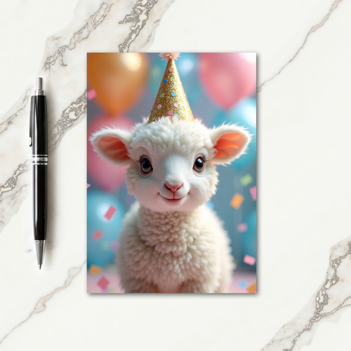 Joyful Birthday Lamb Portrait Card