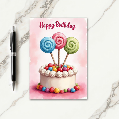 Joyful Birthday Lollipop Swirl Card