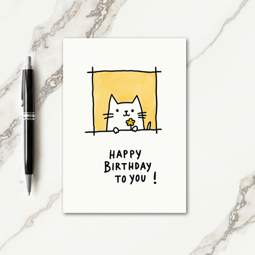 Joyful Birthday Minimalist Cat Card