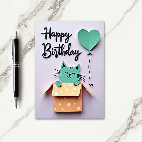 Joyful Birthday Mint Cat Card