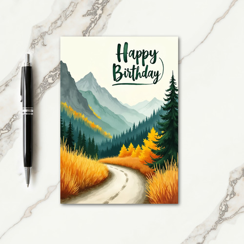 Joyful Birthday Mountain Path Card
