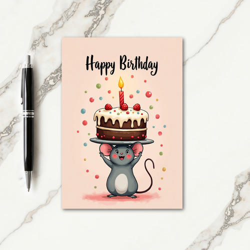 Joyful Birthday Mouse Cake Card
