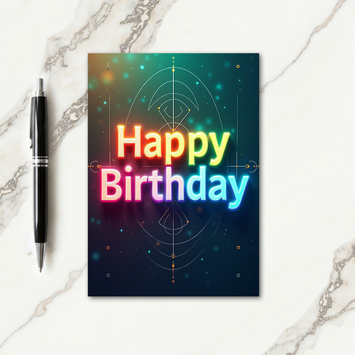 Joyful Birthday Neon Glow Card
