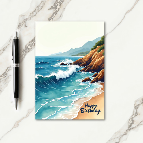 Joyful Birthday Ocean Waves Card