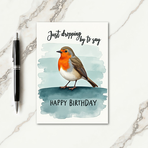 Joyful Birthday Orange Bird Art Card