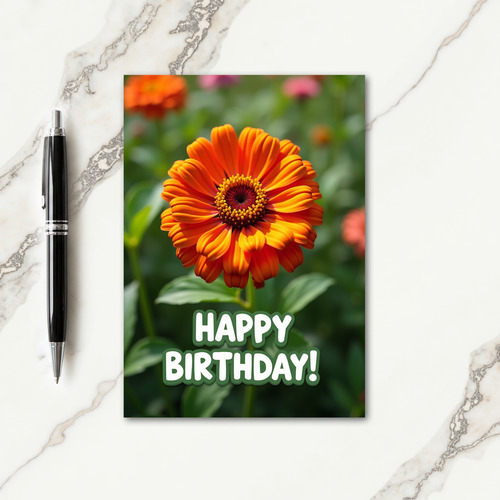Joyful Birthday Orange Bloom Card