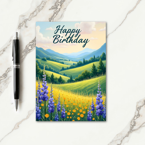 Joyful Birthday Painted Landscape Card
