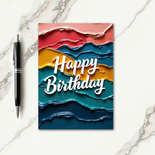 Joyful Birthday Painted Waves Card