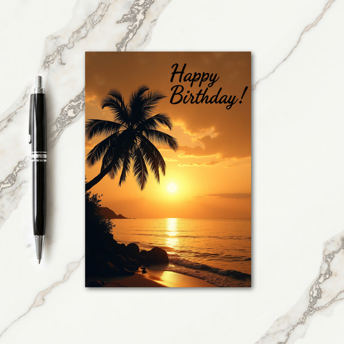 Joyful Birthday Palm Silhouette Card