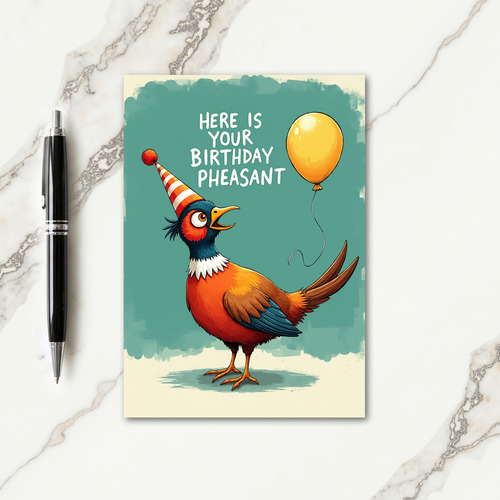 Joyful Birthday Party Hat Bird Card