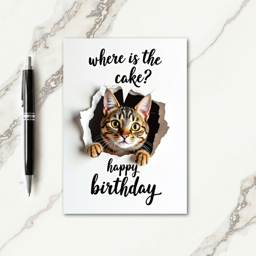 Joyful Birthday Peeking Cat Card