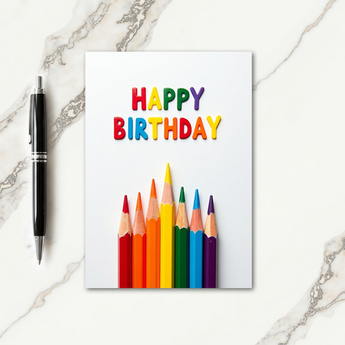 Joyful Birthday Pencil Art Card