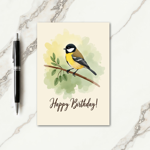 Joyful Birthday Perched Bird Card