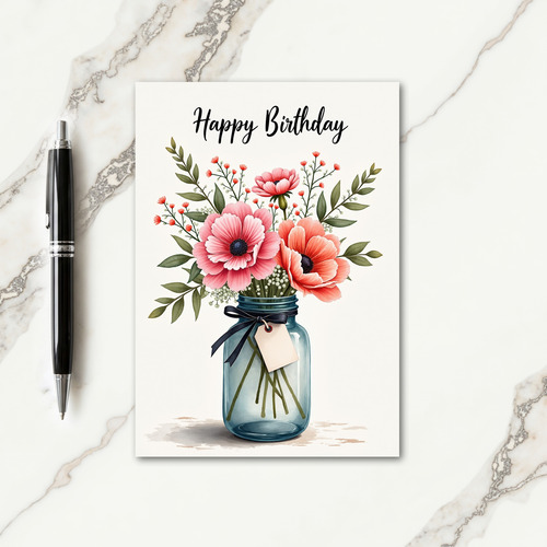 Joyful Birthday Pink Bloom Card