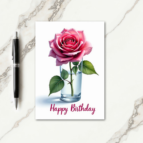 Joyful Birthday Pink Flower Art Card