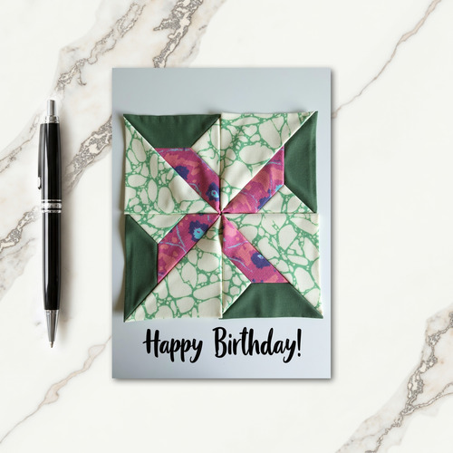 Joyful Birthday Pinwheel Fabric Card