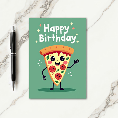 Joyful Birthday Pizza Slice Card