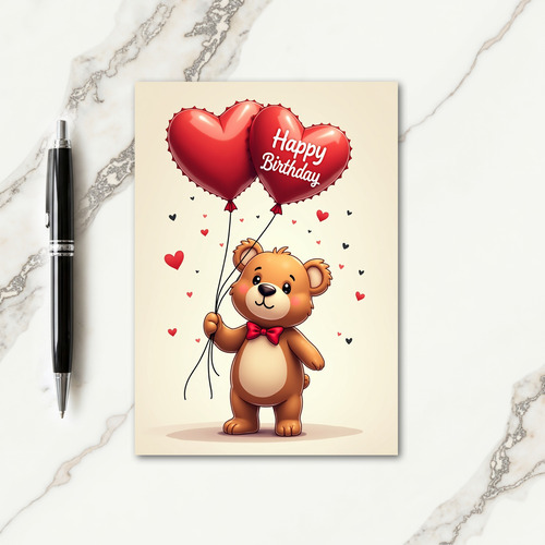 Joyful Birthday Plush Heart Card