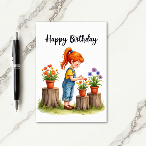 Joyful Birthday Potted Flowers Card