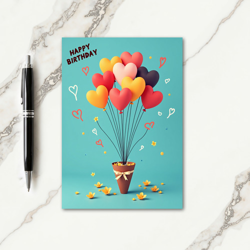 Joyful Birthday Potted Hearts Card