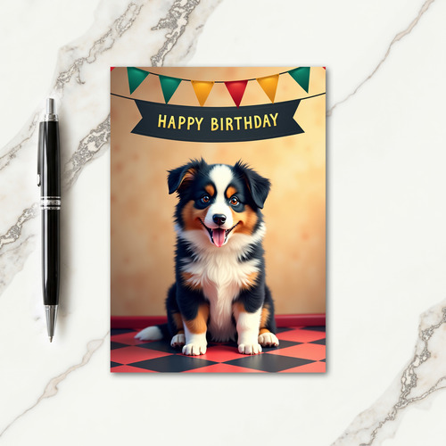 Joyful Birthday Puppy Portrait Card