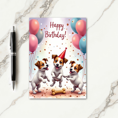 Joyful Birthday Pups Party Card