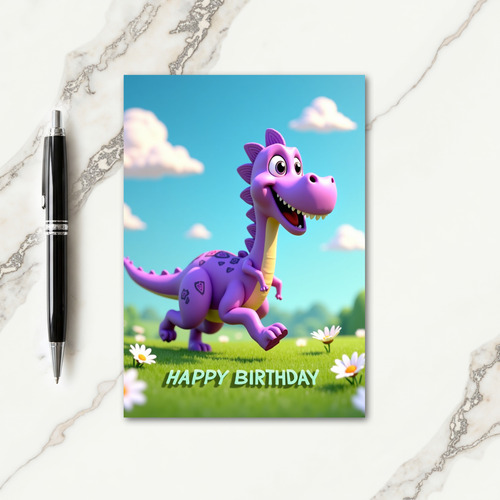 Joyful Birthday Purple Creature Card