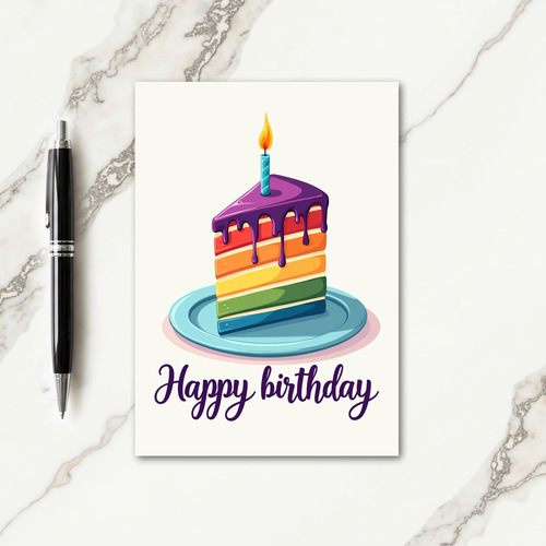 Joyful Birthday Rainbow Cake Card