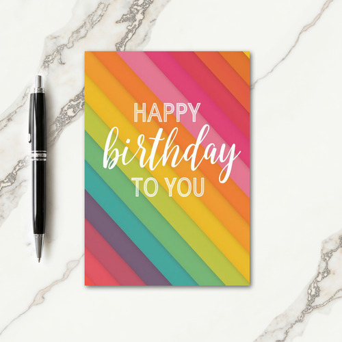 Joyful Birthday Rainbow Stripe Card