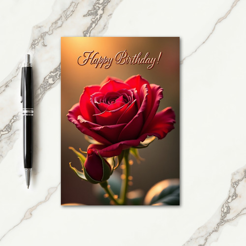 Joyful Birthday Red Bloom Card