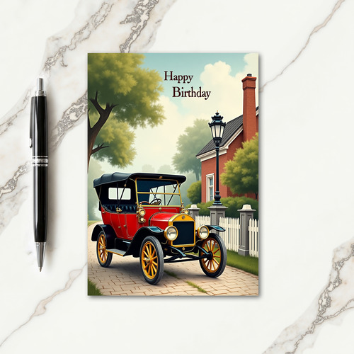 Joyful Birthday Red Car Card