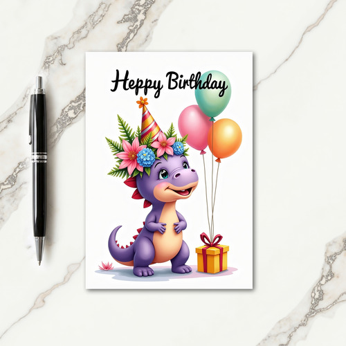 Joyful Birthday Reptile Floral Card