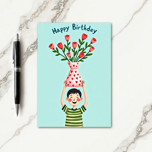 Joyful Birthday Rose Bouquet Card
