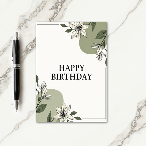 Joyful Birthday Sage Floral Card