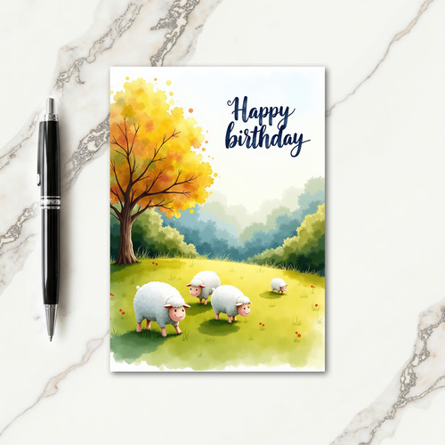 Joyful Birthday Sheep Meadow Card