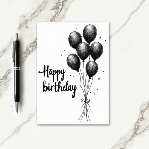 Joyful Birthday Sketched Balloons Card