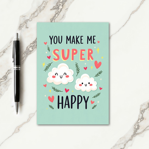 Joyful Birthday Smiling Clouds Card