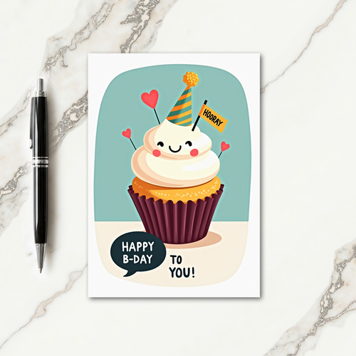 Joyful Birthday Smiling Cupcake Card
